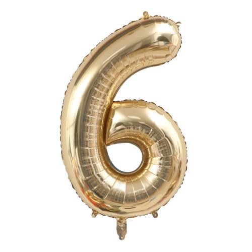 Alaoo Luftballon 6 Geburtstag Zahl, 40 Zoll Gold Creme Folienballon, Riesenzahl Ballon für Mädchen Junge Geburtstag Party Dekoration Jahrestag Dekorationen von Alaoo