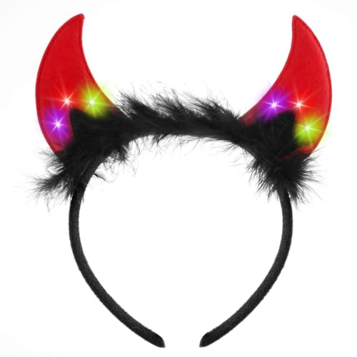 Alaoo Schwarz Teufelshörner Haarreif, Leuchtender Teufel Stirnband - Leuchtet im Dunkeln, hörner Stirnband Mit Teufelsohren Leuchtende für Damen Herren Halloween Karnevals Fasching Accessoires Alaoo Schwarz Teufelshörner Haarreif, Leuchtender Teufel Stirnband - Leuchtet im Dunkeln, hörner Stirnband Mit Teufelsohren Leuchtende für Damen Herren Halloween Karnevals Fasching Accessoires von Alaoo