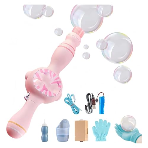 Bunte Rauchblasenmaschine, Seifenblasenmaschine für automatischen Seifenblasenmacher, elastische Rauchblasenmaschine, lustige Seifenblasenmaschine mit bunter Beleuchtung (Rosa) von Alapek