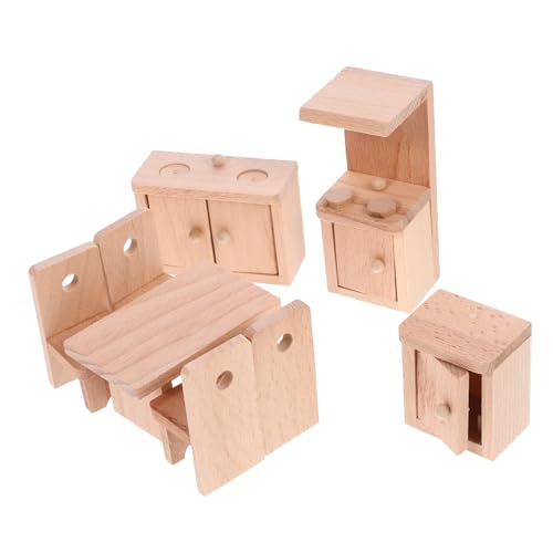 Alasum Robuste Holz Mini Esszimmer Tisch Stuhl Modelle Puppenhaus Miniatur Esszimmer Set Alasum Robuste Holz Mini Esszimmer Tisch Stuhl Modelle Puppenhaus Miniatur Esszimmer Set von Alasum