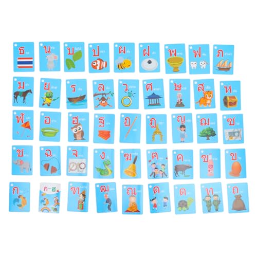 45St Lernkarten Alphabet-Flash-Karten vokabelkarten Wortschatzkarten Thai Lernmaterial Thai Lernspielzeug Alphabet Karten Wörter Flash-Karten Vokabular Kinderbedarf Papier Colorful Alasum von Alasum