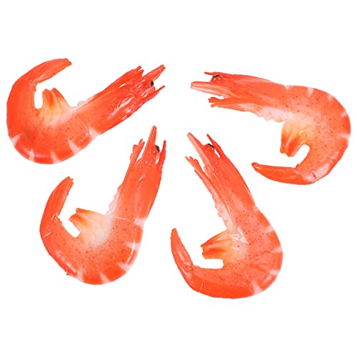 4Pcs Simulation Garnelenmodell Gefälschte Food Playthings Animal Model Animal Cognitive Model Lustige Garnelenmodell Shrimp Cognitive Modelle Künstliche Garnelenmodell Rot PVC Alasum von Alasum