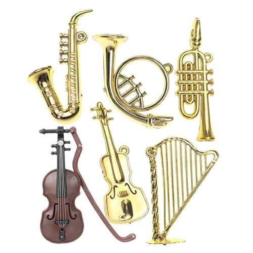 6St Mini-Musikinstrument- puppenhaus deko Mini Musikinstrumente für Puppenhaus Miniatur mach es mini Klarinetteninstrument für Geigenspielzeug für PVC Golden Alasum von Alasum