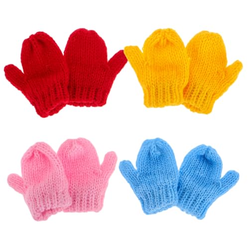 8 Stück Kleidung Puppenhandschuhe Mini-Ornamente Handschuhe zur Herstellung von Puppen Handschuhe Strickhandschuh Zylinderhut für Weinflasche Garn Alasum von Alasum