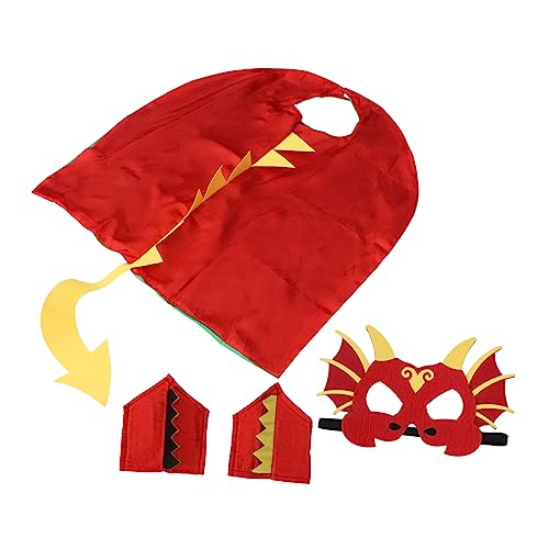 Alasum 1 Satz Dinosaurier-umhang-Set Halloween Kostüm Mantel Maske Kassierer-Set Bühnenumhang Partyzubehör Lustiger Umhang Kinderkleidung Cosplay-umhang Cosplay-Kleidung Polyester Rot von Alasum