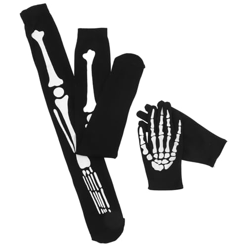 Alasum Halloween Skelett Handschuhe und Strümpfe Damen Handschuhe Party Requisiten Mode Cosplay Set von Alasum