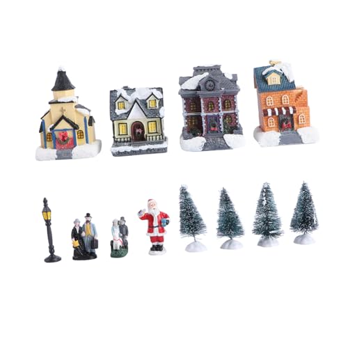 Alasum 1 Satz Leuchtende Hausverzierung weihnachtsdeko Christmas Decorations weihnachtstisch Dekoration weihnacjtsdeko Mini Weihnachten Weihnachtshaus Harz-Layout- LED-Licht Colorful von Alasum