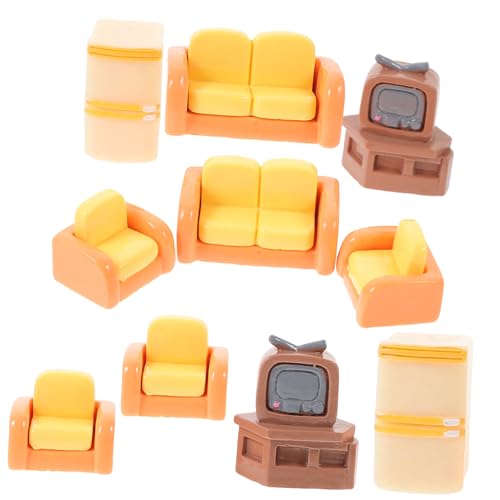Alasum Set Puppenhaus Miniatur-Sofa-Modell Sofa Für Puppenhaus Mini-doppelsofa Mini-Fernseher Mini-kühlschrank Foto-Requisiten-Set Sicher Und 10 Stück von Alasum
