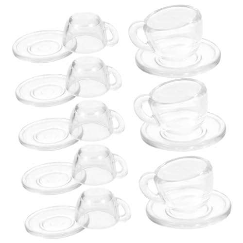 Alasum 1 Satz Mini-Tasse Dekorative Mini-teetassen Miniatur-untertasse Puppenhauslieferungen Mikro-puppenhausdekoration Mini-untertasse Desktop-mini-Ornament Puppenhaus-teezubehör Plastik von Alasum