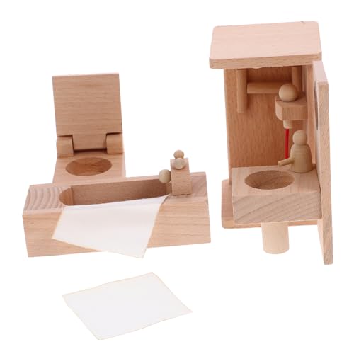Alasum Miniatur-Badezimmer-Requisite Holz-Badezimmer-Set Puppenhaus Badezimmer Waschbecken Toilette Für Badezimmerdekoration Alasum Miniatur-Badezimmer-Requisite Holz-Badezimmer-Set Puppenhaus Badezimmer Waschbecken Toilette Für Badezimmerdekoration von Alasum