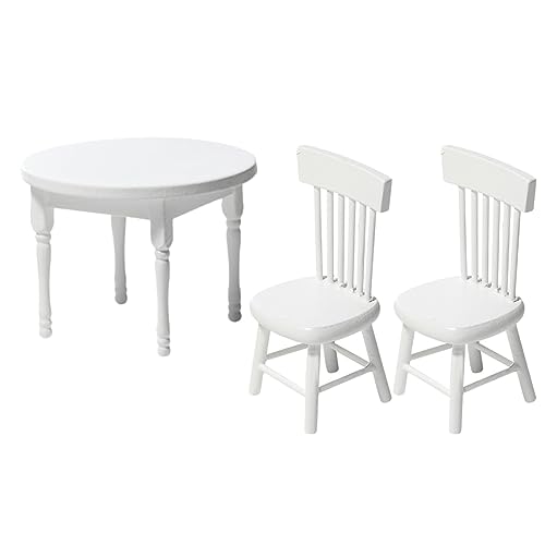 Alasum 1 Satz Modell Der Möbelszene Miniatur-Tisch-Stuhl-Modell Puppenhäuser Miniaturmöbel Mini-Tisch-Stuhl-Modell Zubehör Für Puppenhäuser Für Kinder Puppenstubentisch Weiß Birke von Alasum