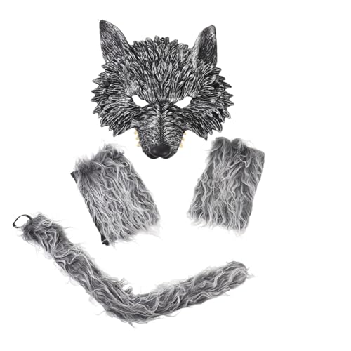 Alasum 1 Set Cosplay Requisite Handschuhe Dekor Gruselige Werwolf Maske Pelztier Cosplay Tier Dress Up Kostüm Wolf Tier Outfit Realistische Tiermaske Shui Mao Fuchs von Alasum