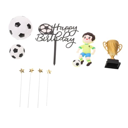 Alasum 1 Set Fußball-kuchendekorationen: Realistische Fußballspielerfiguren Und Fußballfeldaufsätze Für Sport-geburtstagsfeiern von Alasum