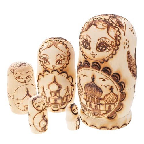 Alasum Einzigartiges Matroschka-Puppen-Set Mit Leerem Design Für Bastelarbeiten Heimdekoration Kinder Und Erwachsene von Alasum