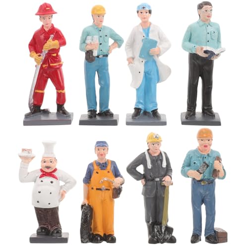 Alasum 1 Set Mini-Personenfiguren Winziger Offizier Arzt Koch Feuerwehrmann Menschen Sandtischfiguren Mini-Charaktermodelle Züge Architektonischer Menschenfiguren Für Miniszenen von Alasum
