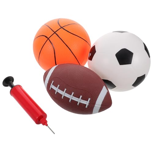 Alasum 1 Set Spielzeugballkombination Basketball-Spiele Mini-Basketball Kinderpuppen-sprungball Fußball Basketball Mit Pumpe Sprungball Für Kinderbasketball Kunststoff von Alasum