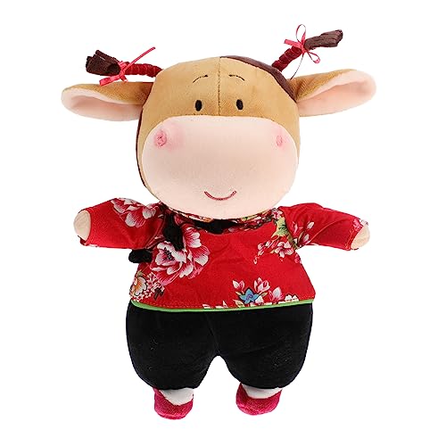 Alasum 1 Stück Kuh Plüschspielzeug Kuh Plüschtier Maskottchen Puppe Tierpuppe Plüschkuh Spielt Plüsch-Maskottchen-tierspielzeug Kuh Jahr Puppe Plüschpuppe Pp Baumwolle von Alasum