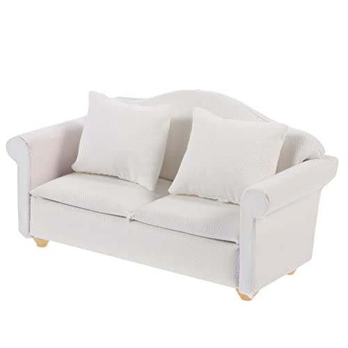 Alasum 1 Stück Mini-Sofa Strauß ästhetisch Puppe Miniatur Mini-Landschaftssofa Bausatz bastelzeug handwerkskunst Mikro Landschaft Modell Hausmodelle Couch Sofa-Modell Doppelsofa Holz Weiß von Alasum
