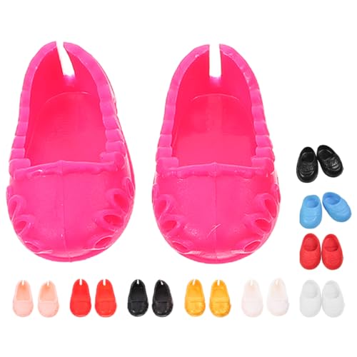 Alasum Babypuppenschuhe 10 Paar Flache Mini-anziehschuhe Für 17 cm Große Puppen Bezaubernde Dekorationen Geeignet Für Das Puppenhaus von Alasum