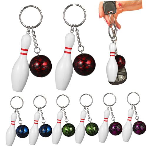 Alasum 10 Stück Teiliges Mini Bowling Schlüsselanhänger Langlebiger Schlüsselring Anhänger Sportliches Souvenir in Zufälligen Farben als für Taschen und Schlüssel Deko Zufällige Farbe von Alasum