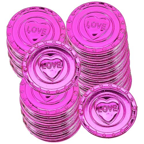 Alasum 100st Liebesmünze Zum Valentinstag Piratenspielzeug Valentinstag-Party Valentinstag Partyzubehör Münzen Piratenschmuck Spielspielzeug Zum Thema Piraten Plastik Rot von Alasum
