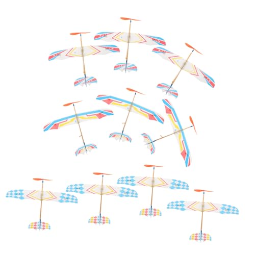 Alasum 10Stücke Teiliges Bildungsflugzeug Spielzeugset mit Gummiband Gefaltete Modelle für Kreative Bauprojekte für Praktischer Fähigkeiten von Alasum