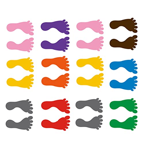 Alasum 12 Paare PVC Fußabdruck Aufkleber für Kindergarten Bunte Bodenaufkleber zur Dekoration für Kinderzimmer und Plätze von Alasum