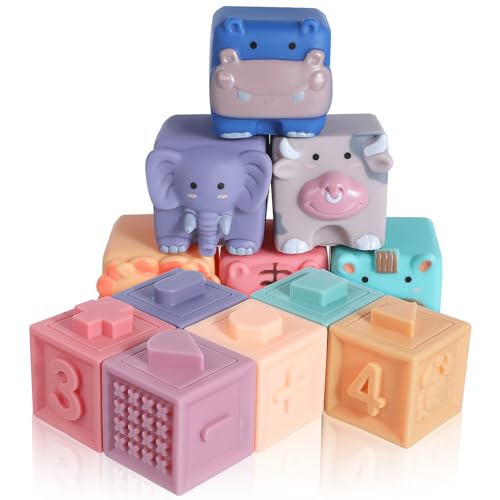 Alasum Spielzeug Bauchlage Baby Bausteine Für Kleinkinder 12 Stk Holzblock Kinderzimmer Säuglingsspielzeug Kauspielzeug Spielzeughandys Für Babys Gummiblock Gummiblöcke Weiche Babyblöcke Weiches Gummi von Alasum