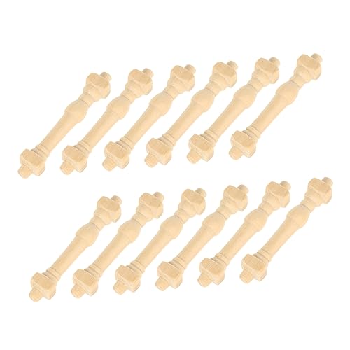 Alasum 12 Stück Geländerpfosten für kinderspielzeug hühner puppenhauszubehör Puppenhausmöbel Miniaturen hölzerne Handläufe Mini-Handläufe Holz von Alasum