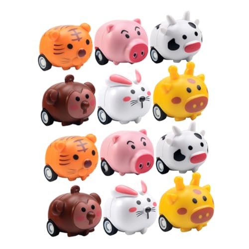 Alasum 12 Stück Mini Rückziehautos Teiliges Lustige Tierdesigns für Einfach zu Bedienen Fördert Eigenständige Spiel als Partygeschenk für Kleinkinder von Alasum
