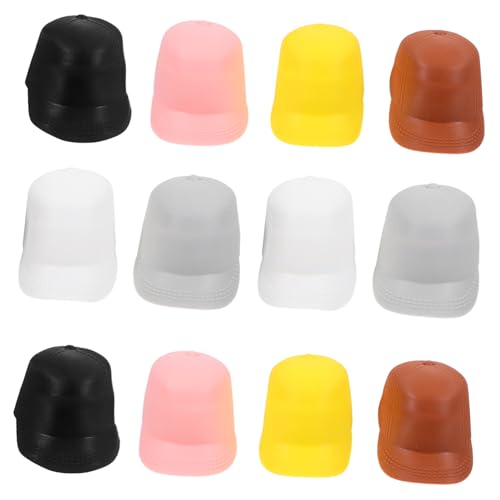 Alasum 12 Stück Teiliges Miniatur Kleine Plastikmützen für Puppen Farbige Mini Sonnenschutz Hüte Strapazierfähige Leichte Puppendeko für Bastelarbeiten und Puppenzubehör von Alasum