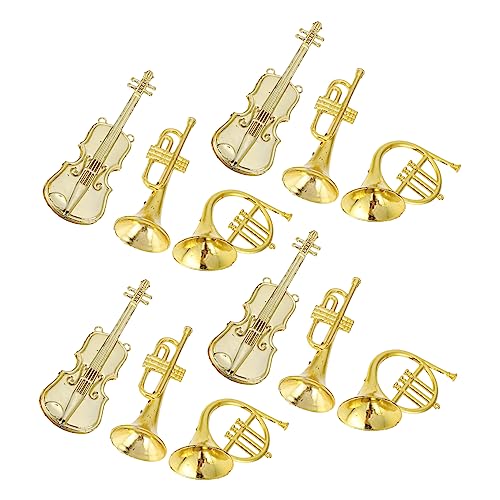 Alasum 12 Stück Weihnachtsdekoration Für Musikinstrumente Weihnachtsdekorationen Weihnachtsmusikboxen Roter Christbaumschmuck Feiertagsbaum Miniatur-musikinstrumente Urlaub Plastik Golden von Alasum