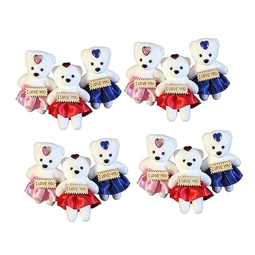 Alasum 12 Stück Zubehör Für Kurze Samt Bären DIY Liefert Foto -Requisiten Kranzverzierung Heimdekorationen Bärenspielzeug Desktop - Cartoon Bär Ornament Puppe Blumenstrauß Dekoration von Alasum
