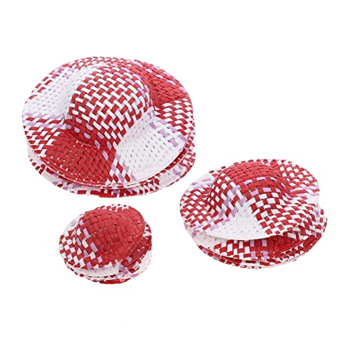 Alasum 12St bunt gestreifter Hut Mini-Puppenmütze Mini-Zylinder Mini-Sonnenhut Kleiner Zylinder doll Accessories mini Hut Kleider Deckel Miniaturhüte für Puppen Mini-Hut Papier rot von Alasum