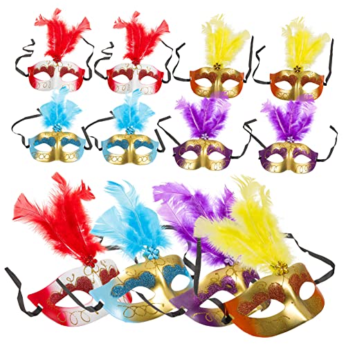 Alasum 12Stücke Feder Masken für Karneval und Halloween Cosplay Masken für Damen Dekorative Masken mit Exquisiter Verarbeitung Leicht und Komfortabel für Partys von Alasum