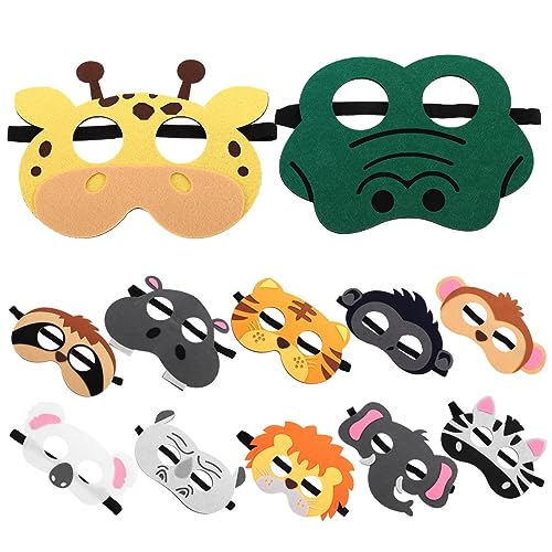Alasum 12-teiliges Wiederverwendbares Filzmasken-set Für Jungen Und Mädchen Tiermaske Cartoon Cosplay Ohne Löcher Halloween-partymaske Lustiges Pelziges Tierthema von Alasum