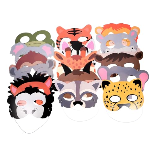Alasum 16st Tierpapiermaske Dekorationen Pelzige Halloween- Tiermasken Wolf Kuchendekoration Tierische Partygeschenke Tiere Fuchs Tieraufkleber Torte Figuren Wild von Alasum