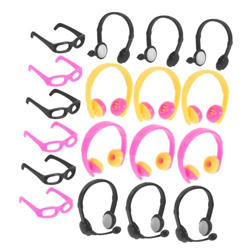 Alasum Baby Puppe Puppe Headset Requisiten 18 Stücke Mini Simulation Kopfhörer Dekorative Gläser Set von Alasum
