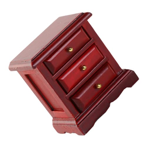 Alasum 1Stk puppenhaus kommode Mikrospielzeug Mini-Nachttisch Vintage-Möbel kinderzimmerdeko Room Decoration Miniatures Mini-Möbelmodell puppenhaus mini schubladenschrank hölzern rot von Alasum