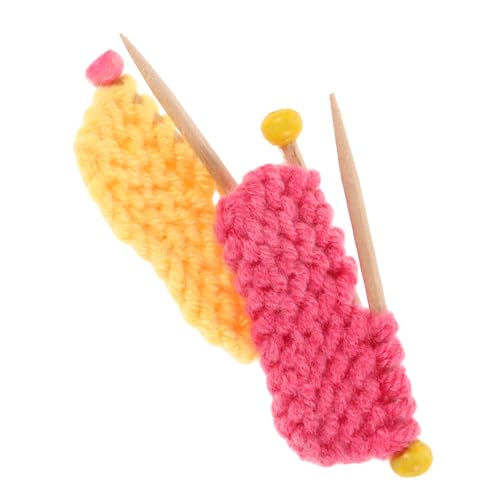 Alasum 2 STK Strickpullover-Modell wohnaccessoires kleine Wintermützen zum Basteln kleine Mütze handgemachtes garn selber Machen Seidenmohairgarn gestrickte Minipuppe Angoragarn Holz von Alasum