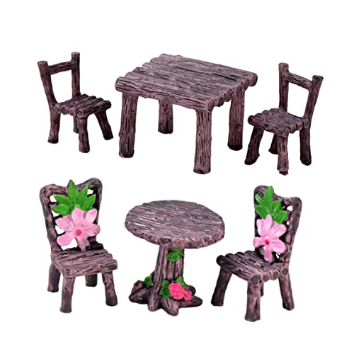 Alasum 2 Sätze Mikro-landschaftsverzierung Stühle Mini-tischhocker Mini-möbel Miniaturspielzeug Miniaturmodell Miniatur-hausaccessoires Coffee Harz von Alasum