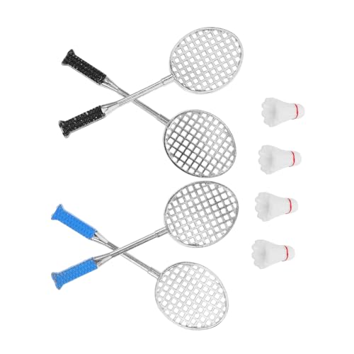 Alasum 2 Sätze Miniatur Badminton Schläger aus Legierung Realistische Puppenhaus Deko Tragbare Anhänger und Charmante Accessoires für Rucksack und Wohnkultur von Alasum