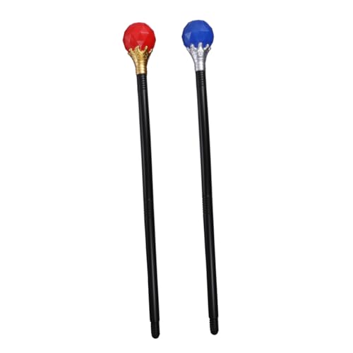 Alasum 2 Stück Cosplay Halloween Zauberstab Teiliges mit und Blauem Edelstein Teilig Zusammensteckbar Stilvolle Bühnenrequisite für Königskostüm Hexenstab und Partydeko von Alasum