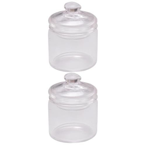 Alasum 2 Stück Miniatur-Glasgefäße Mit Deckel Puppenhaus-Bonbongläser Im Maßstab 1:12 Winzige Süßigkeiten-Buffet-Kanister Mini-Vorratsglas Für Mini-Hausdekorationen von Alasum
