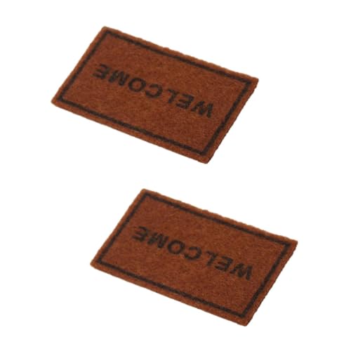 Alasum 2 Stück Puppenhauszubehör Teppich Willkommensmatte Schlamm-fußmatte Kleine Hausmöbel Kleines Hauszubehör Brauner Teppich Miniatur-fußmatte Miniaturteppich Brown Stoff von Alasum