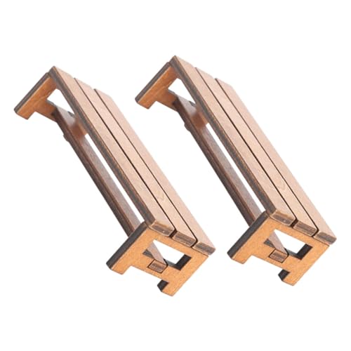 Alasum 2 Stück Teiliges Miniatur Holzbänkchen Mini Haus Möbel Handgefertigte Miniatur Bank Puppenhaus Zubehör Geeignet für Puppenhaus Schlafzimmer und Mikro Landschaft Dekoration von Alasum