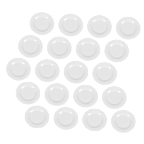Alasum 20st Miniatur-puppenhausgeschirr Mini-haustablett-Dekorationen Kleine Geschirrdekorationen Mini-geschirrmodell Kleines Plattenmodell Mini- -tablett- Miniteller Weiß Plastik von Alasum