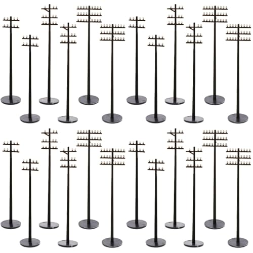 Alasum 24 STK Mikrolandschafts-Telefonmast Pole Telefonmasten Eisenbahn Mini Strommast geldschrank bastelmaterial schwarzes Telefon Telegrafenmasten selber Bauen Modell Gartenleuchte Abs von Alasum