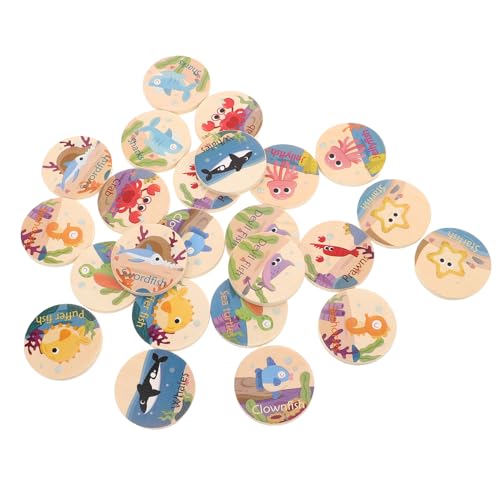 Alasum 24 Stück Marine Animal Memory Chess Hai- Spielzeugtiere Walspielzeug Kleinkind-Matching-Spiel für Meerestiere Meerestierfiguren Holz Khaki von Alasum