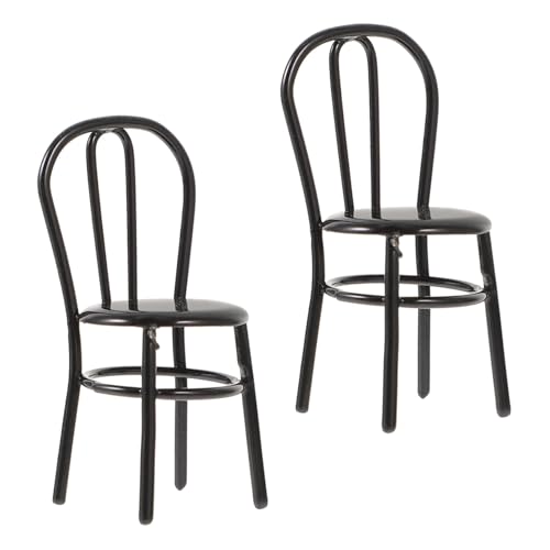 Alasum 2St Miniatur-Hausdekortiny-Möbel Liegestuhl Liegesessel faltbar Klappstuhl Dekoration Schlafzimmer Bedroom Decoration winzige Möbel entzückende Mini-Hausdekoration Legierung Black von Alasum